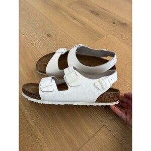 Birkenstock White Milano Leather Sandals NEW sz 45 (mens 12)